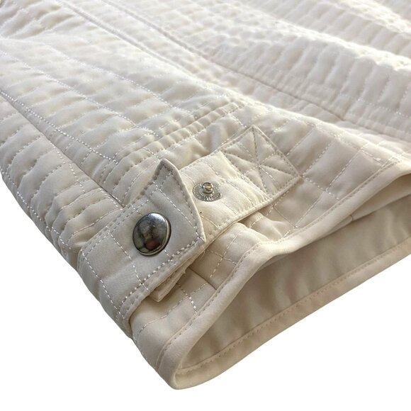 Chico's Ivory White Puffer Quilted Moto Jacket Women's M-12 Neutral Modern - Picture 6 of 11